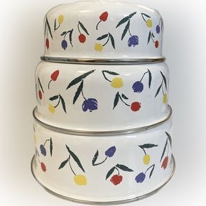 Vintage Lillian Vernon Enamal Tulip Nesting Bowls